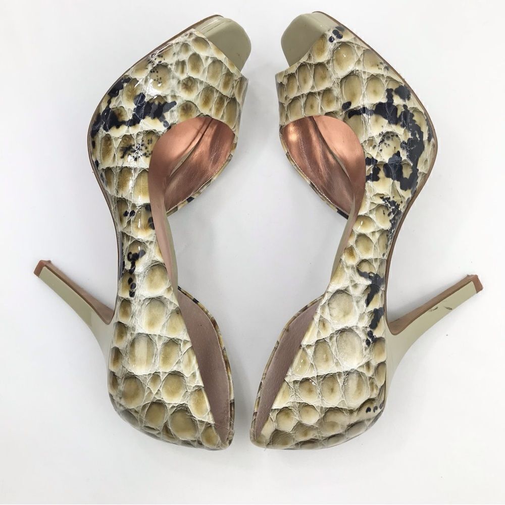Jessica Simpson Beige Snake-Print Peep-Toe Heels - Picture 8 of 16